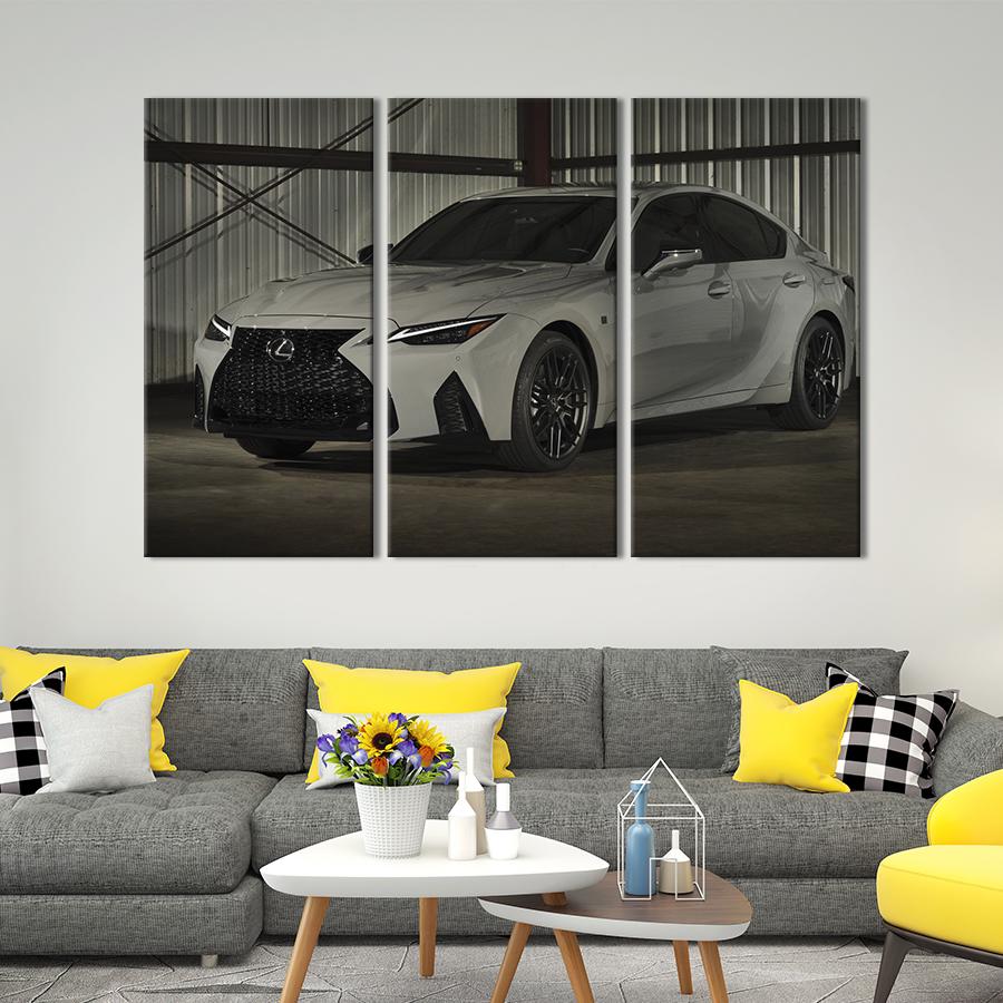 Картина на холсте триптих Белый Lexus IS 500 F Sport 156x100 см (1279-31)