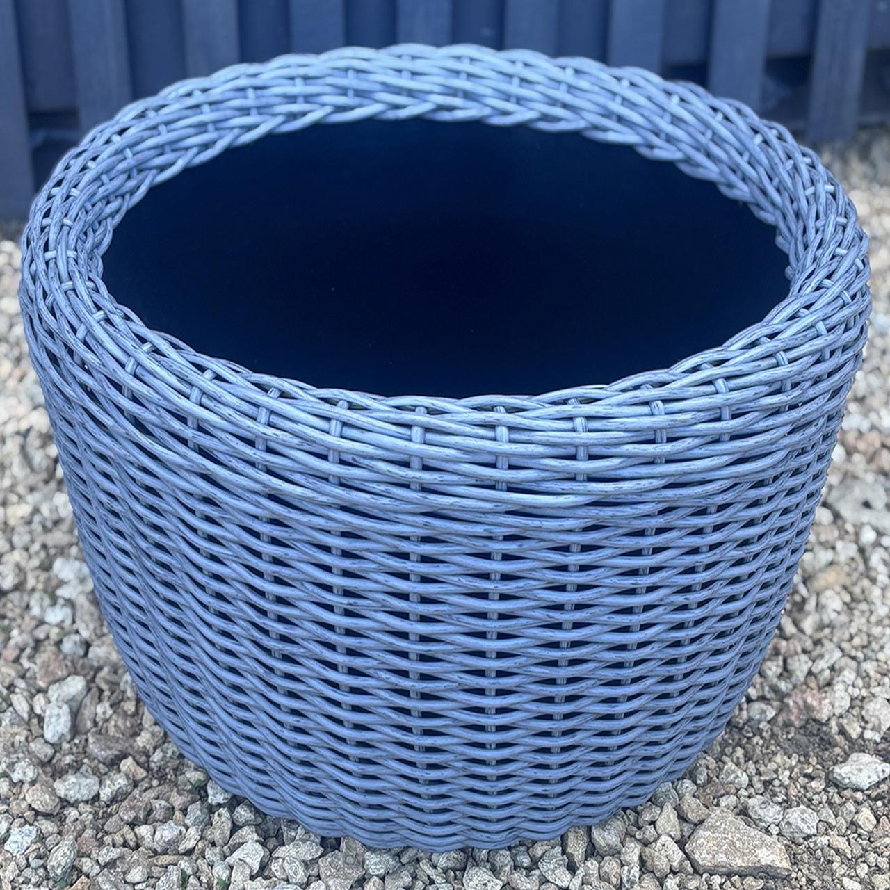 Кашпо велике для рослин та квітів з штучного ротангу/ручної роботи 90 л Сірий - фото 5