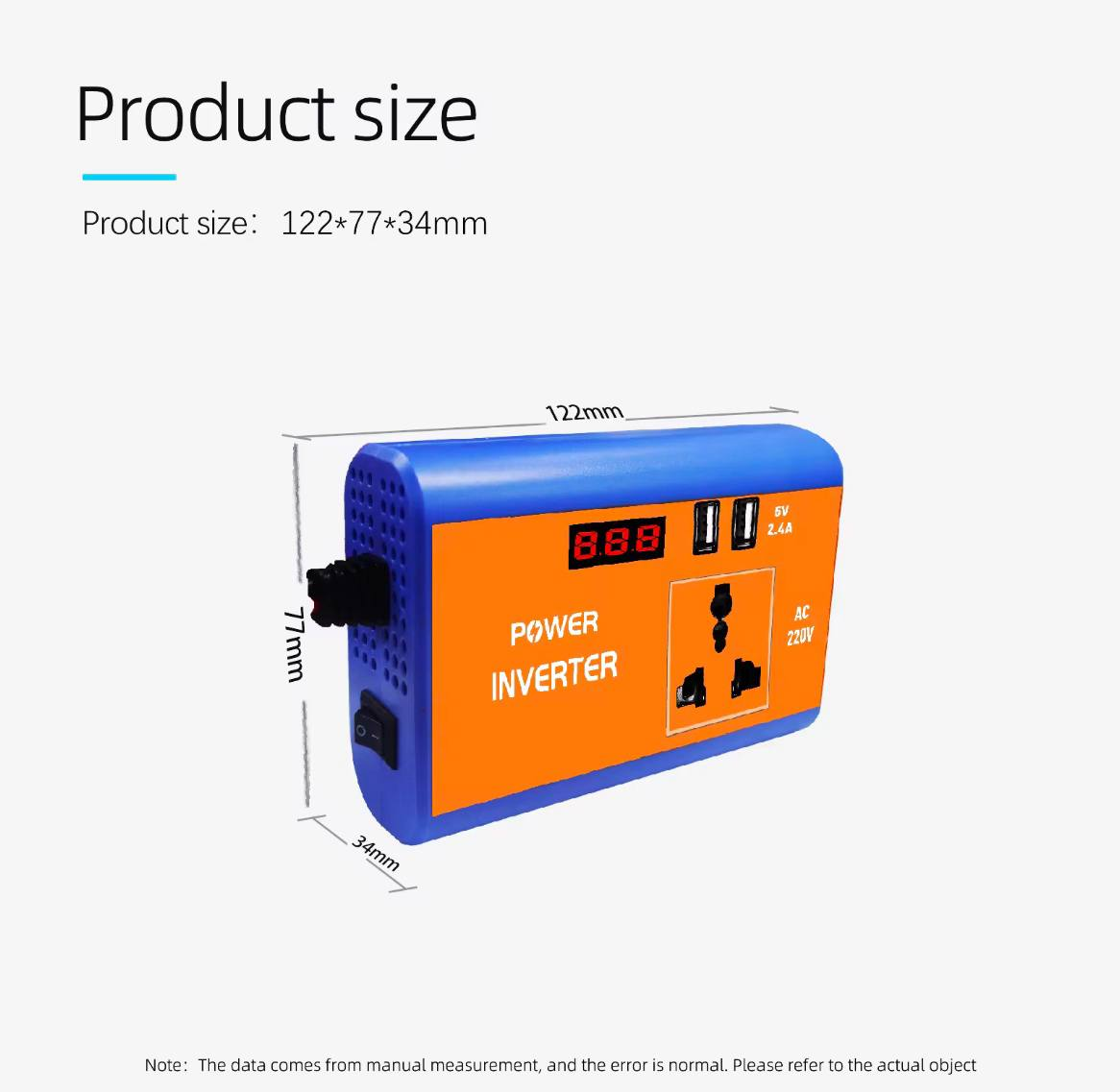 Автомобильный инвертор 150W 12/220 преобразователь напряжения с двойным USB и цифровым дисплеем (inv150W) - фото 2