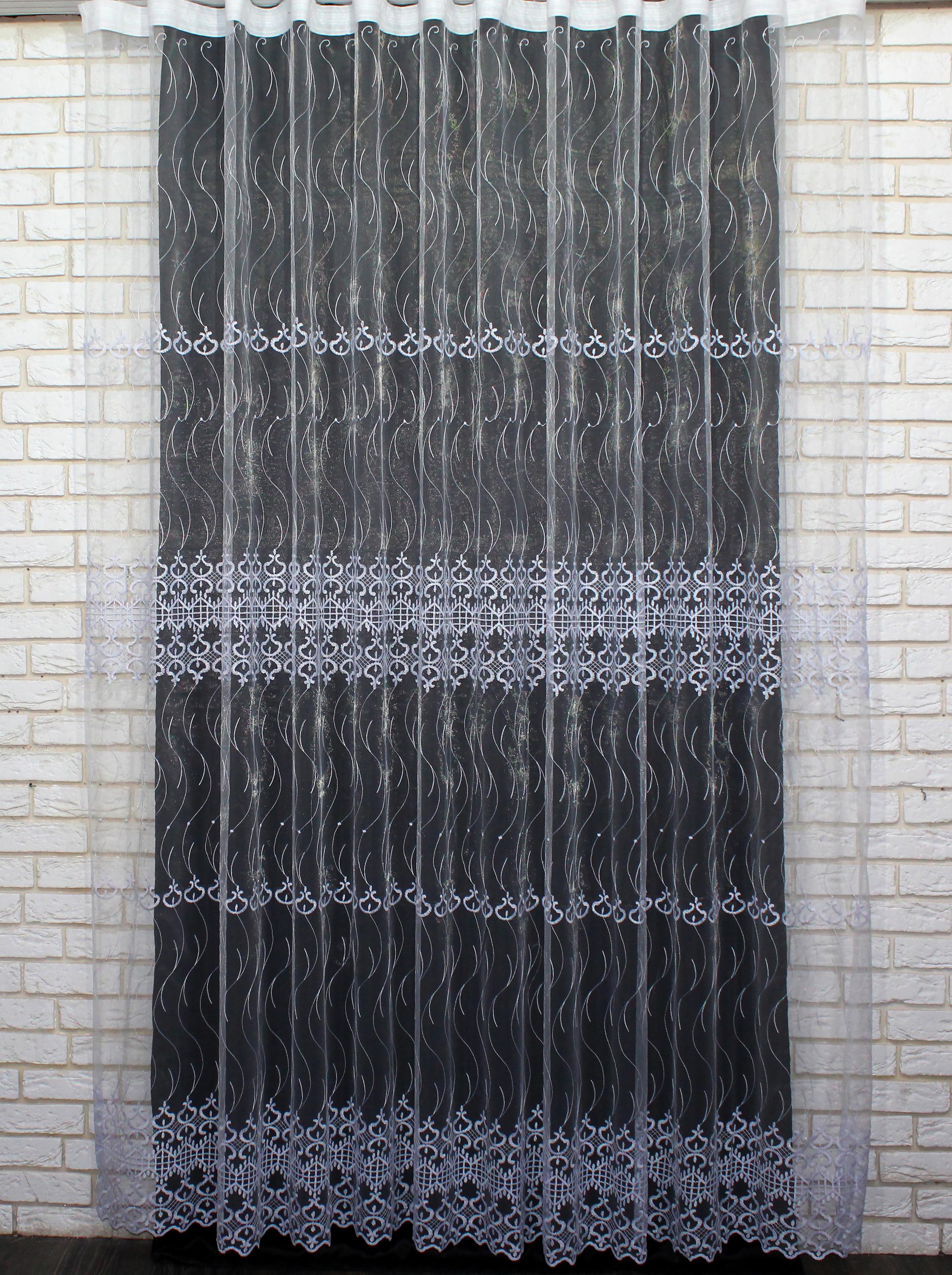 Тюль VR-Textil 950т Bella фатин с вышивкой 300х250 см Белый (40-723)