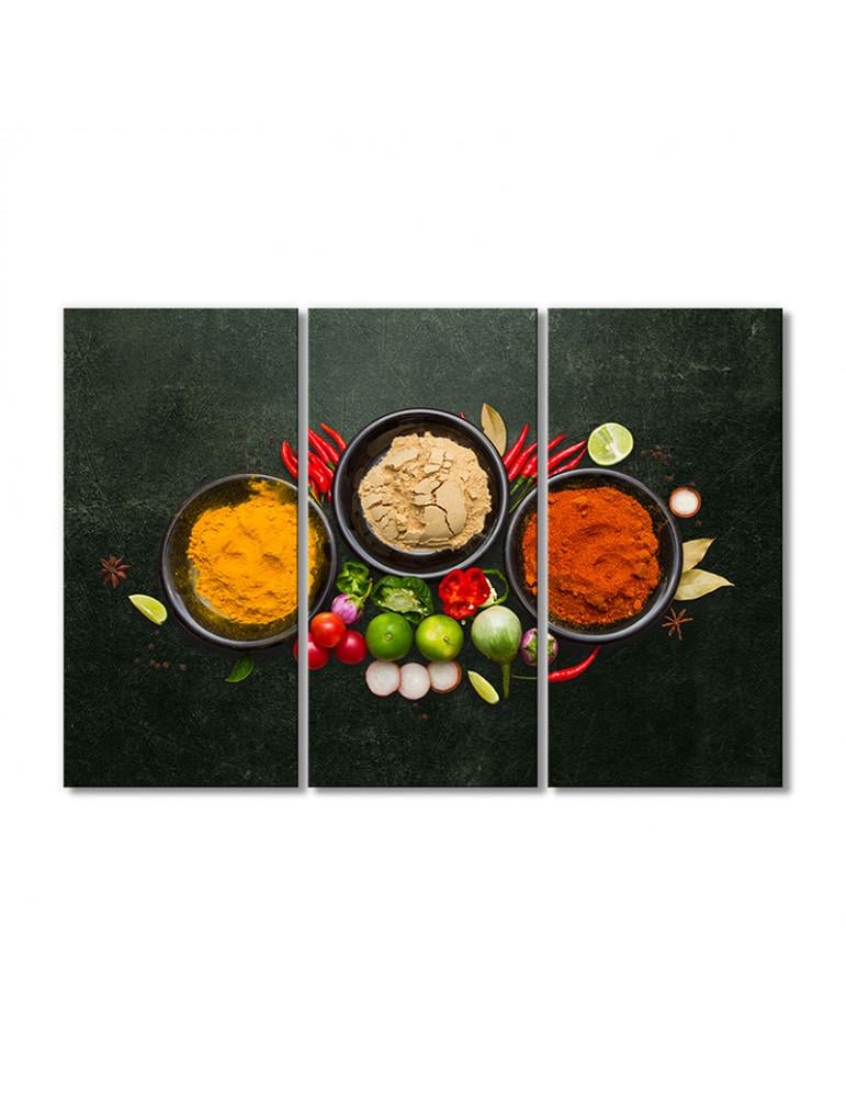 Картина модульная Рецепт карри 3 модуля 70x105 см