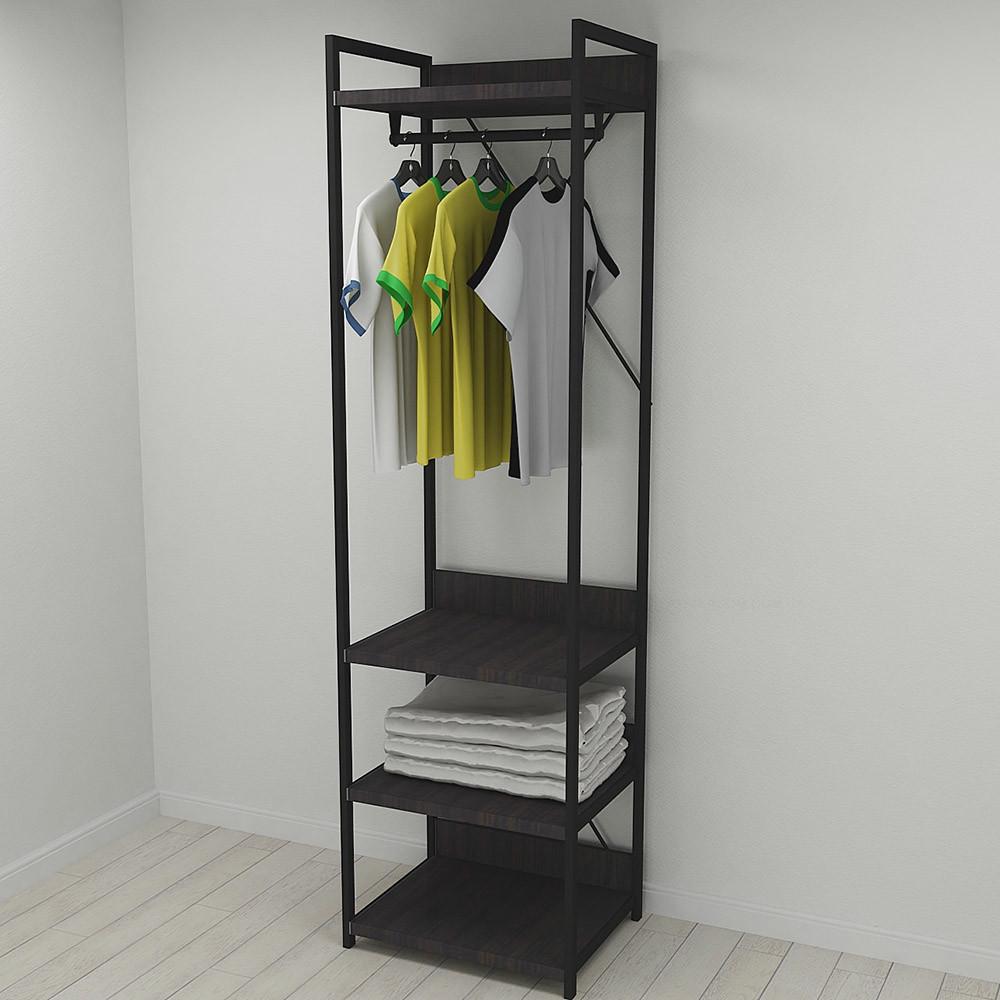 Шкаф Ferrum-decor Гардероб Уни секция 3 серии Конект металл/ДСП 32 мм 220x60x50 см Черный/Венге Магия (FRD-104524)