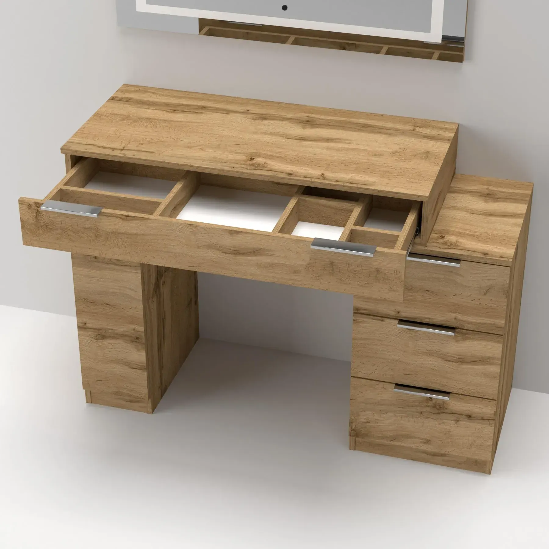 Стіл-трюмо туалетний Kontinent Krystal 1200х452х847 мм Дуб Аппалачі (59321169) - фото 2 Стіл-трюмо туалетний Kontinent Krystal 1200х452х847 мм Дуб Аппалачі (59321169) - фото 2