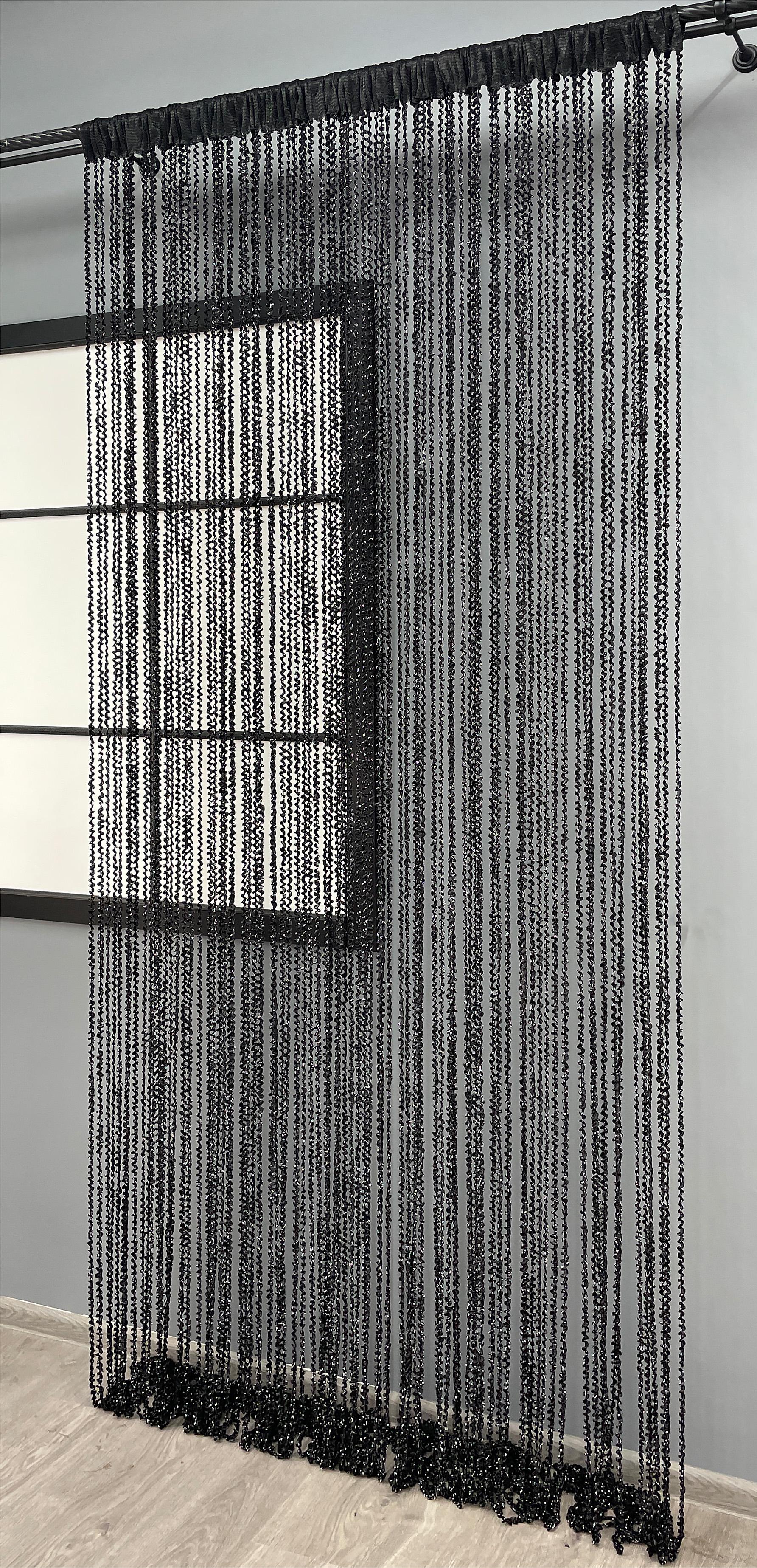 Шторы-нити спираль с люрексом 300х300 см Черный (61-067) - фото 3