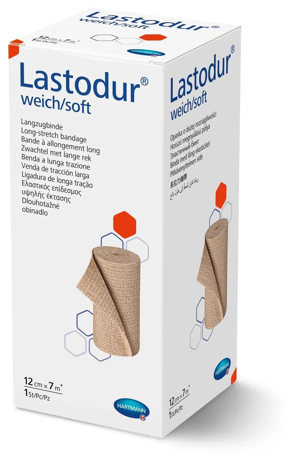 Компрессионный бинт Lastodur soft хлопчатобумажный многоразовый 12 см х 7 м (9316568)