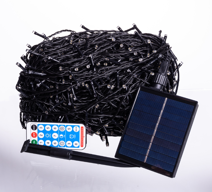 Гирлянда нить уличная 1000 LED 100 м на солнечной батарее черная нить с пультом ДУ Желтый - фото 4 Гирлянда нить уличная 1000 LED 100 м на солнечной батарее черная нить с пультом ДУ Желтый - фото 4