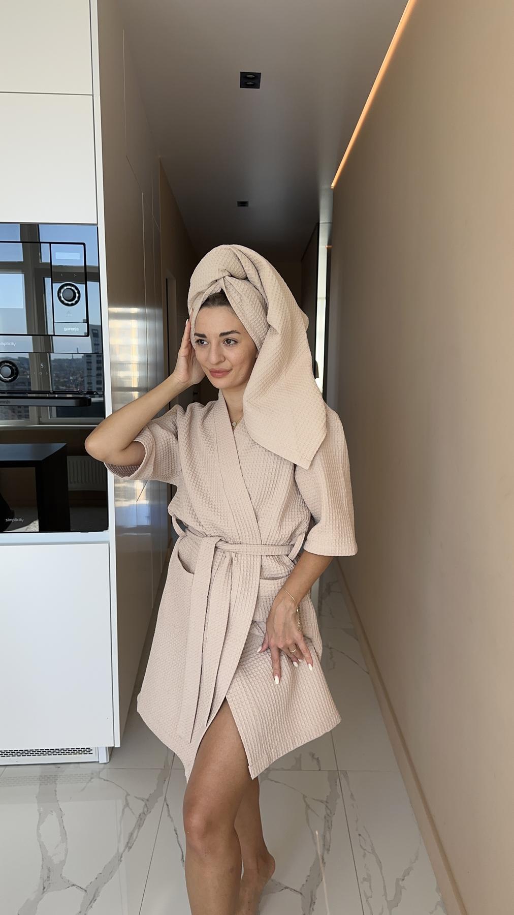 Подарочный набор женский COSY Belezza халат и полотенце L (BZ1) - фото 4 Подарочный набор женский COSY Belezza халат и полотенце L (BZ1) - фото 4