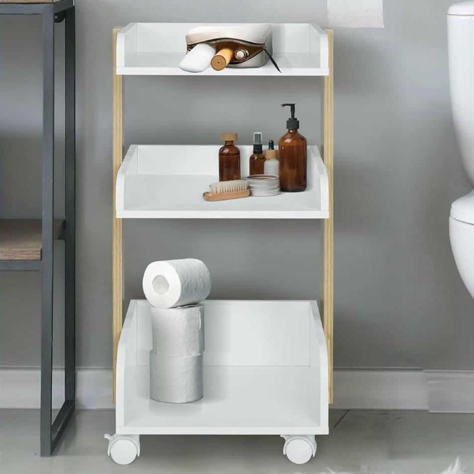 Этажерка для ванной из дерева на колесиках Окулури Бланже/Зефир (АБТ-00900120)