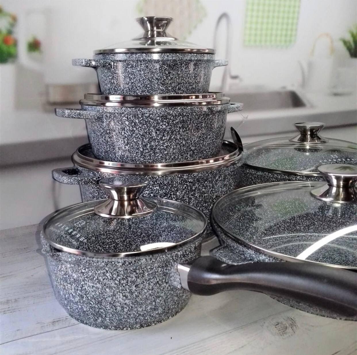 Набір посуду Edenberg з гранітним антипригарним покриттям 14 пр. Сірий (EB-8145) - фото 6 Набір посуду Edenberg з гранітним антипригарним покриттям 14 пр. Сірий (EB-8145) - фото 6