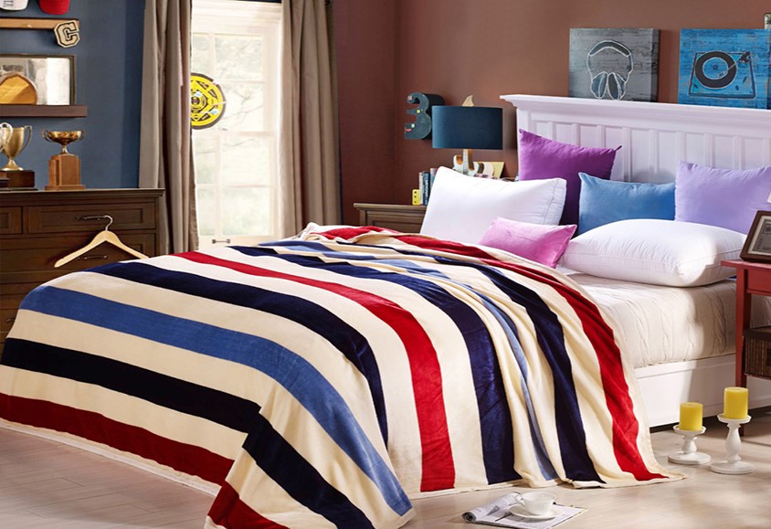 Плед TAGtextil велсофт в полоску 200х220 см (ALM1923)