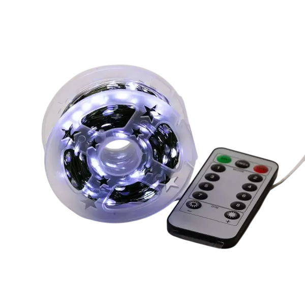 Гірлянда Роса нитка з пультом 500 LED 50 м від мережі зелений провід Білий