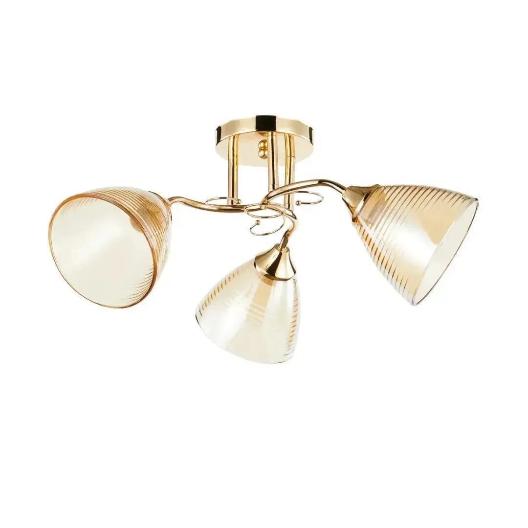 Люстра потолочная Interees V 6123-3 FG на три стеклянных плафона под лампу Е27 IP20 Золотой (00000140738)