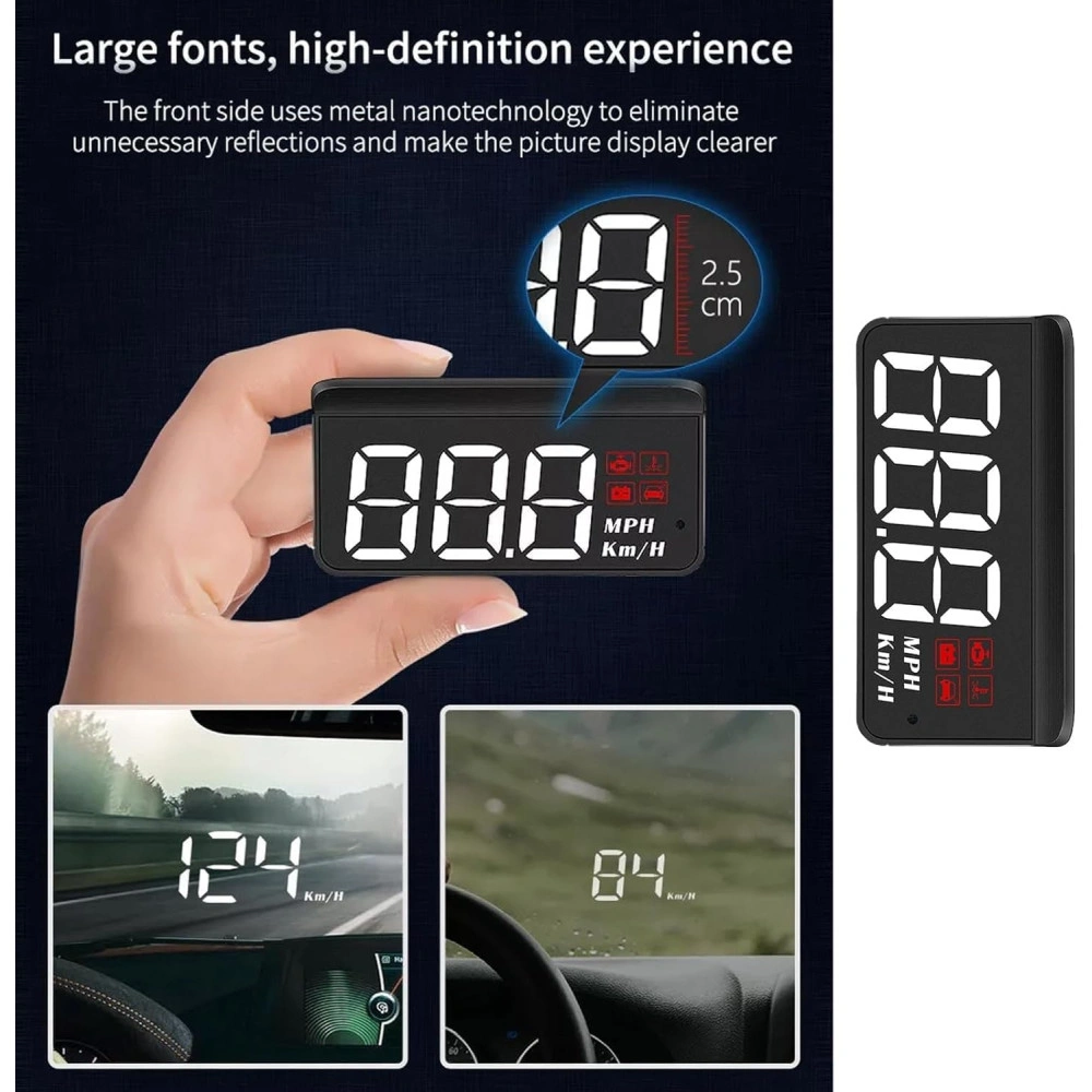 Автомобільний HUD-спідометр з відображенням швидкості/температури та інших параметрів на лобовому склі (speed-220) - фото 7