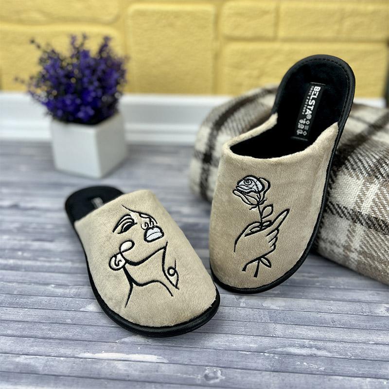 Домашні тапочки жіночі БЕЛСТА Е-0089-4 25 см p. 39 Бежевий (61191228)