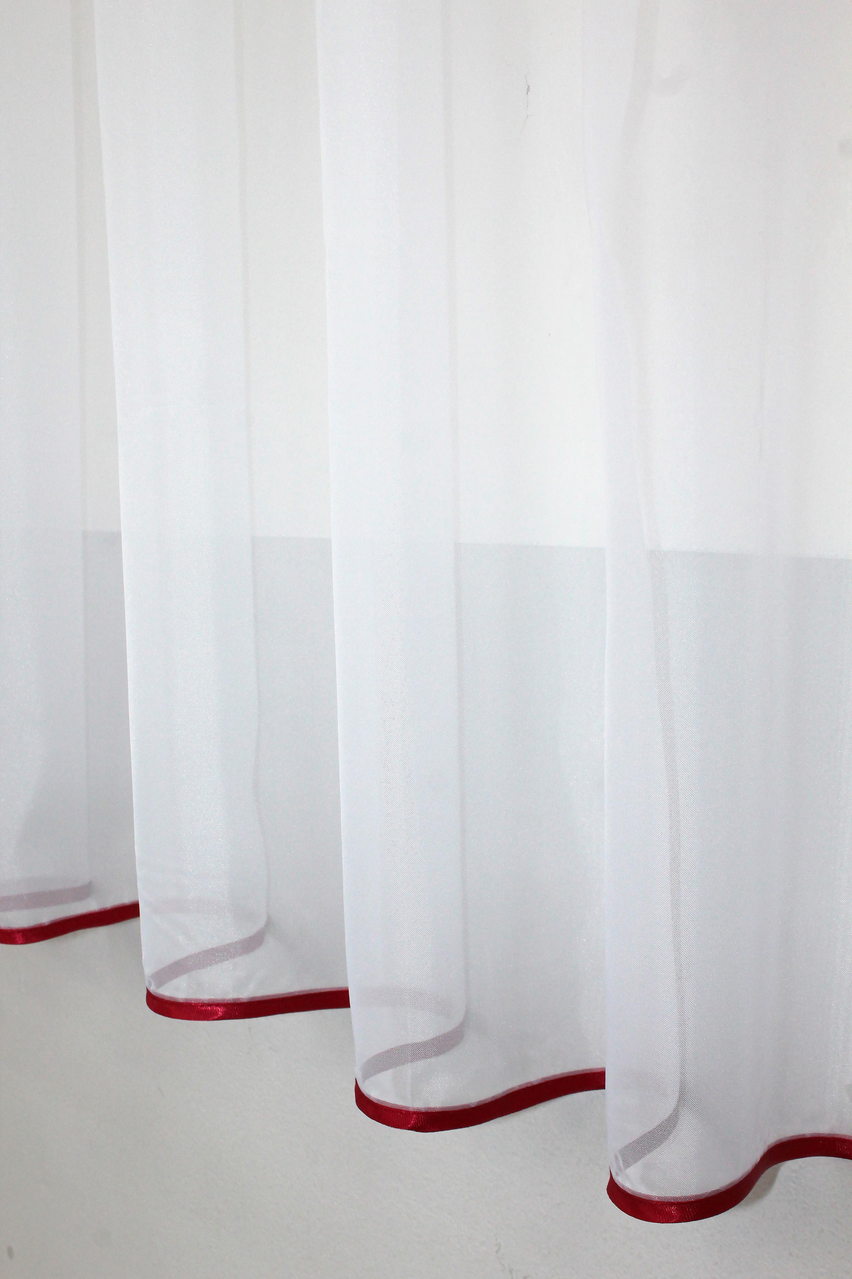 Фіранка кухонна VR-Textil № 018к з ламбрекеном 270х170 см Білий/Червоний (50-215) - фото 6 Фіранка кухонна VR-Textil № 018к з ламбрекеном 270х170 см Білий/Червоний (50-215) - фото 6