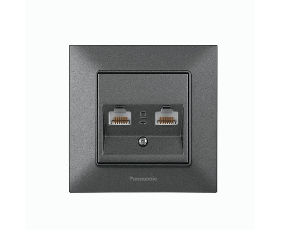 Розетка комп'ютерна 2-на RJ45 CAT5e димчаста Panasonic Arkedia Slim Розетка комп'ютерна 2-на RJ45 CAT5e димчаста Panasonic Arkedia Slim