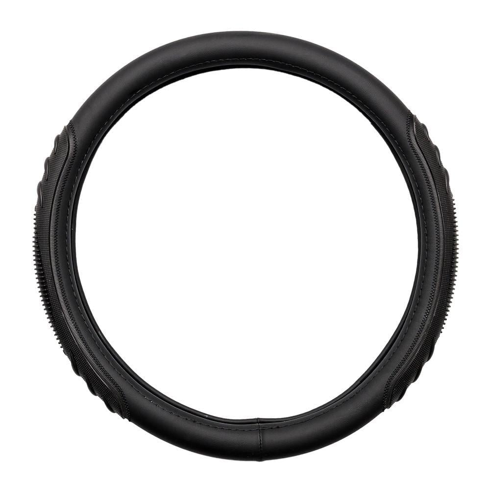 Чохол на кермо Elegant Plus з екошкіри з масжером один шов М 38 см Чорний (EL 105 791)