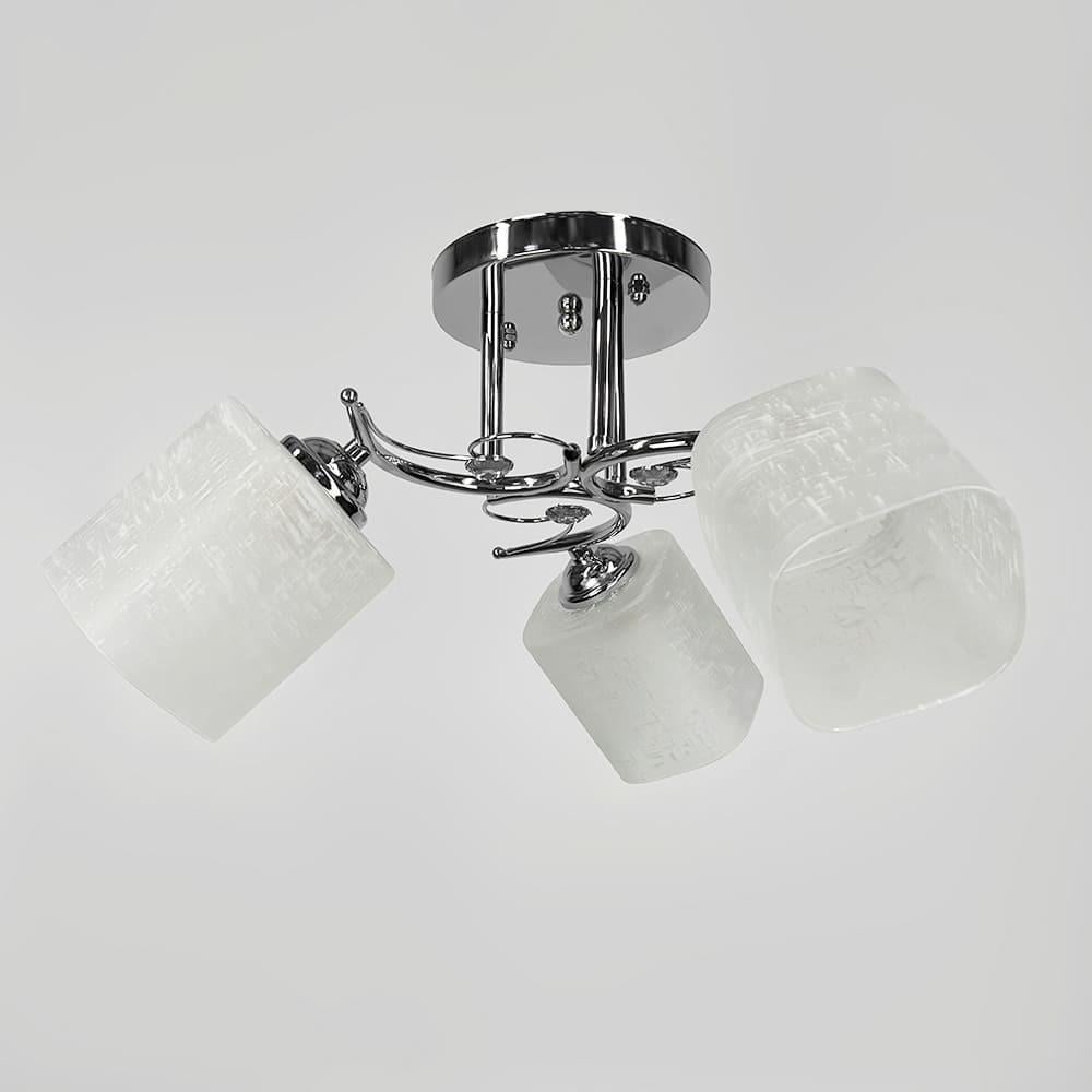 Люстра на 3 матовых плафона с узором в корпусе Ø 50 см Серебряный (2299/3A CH)