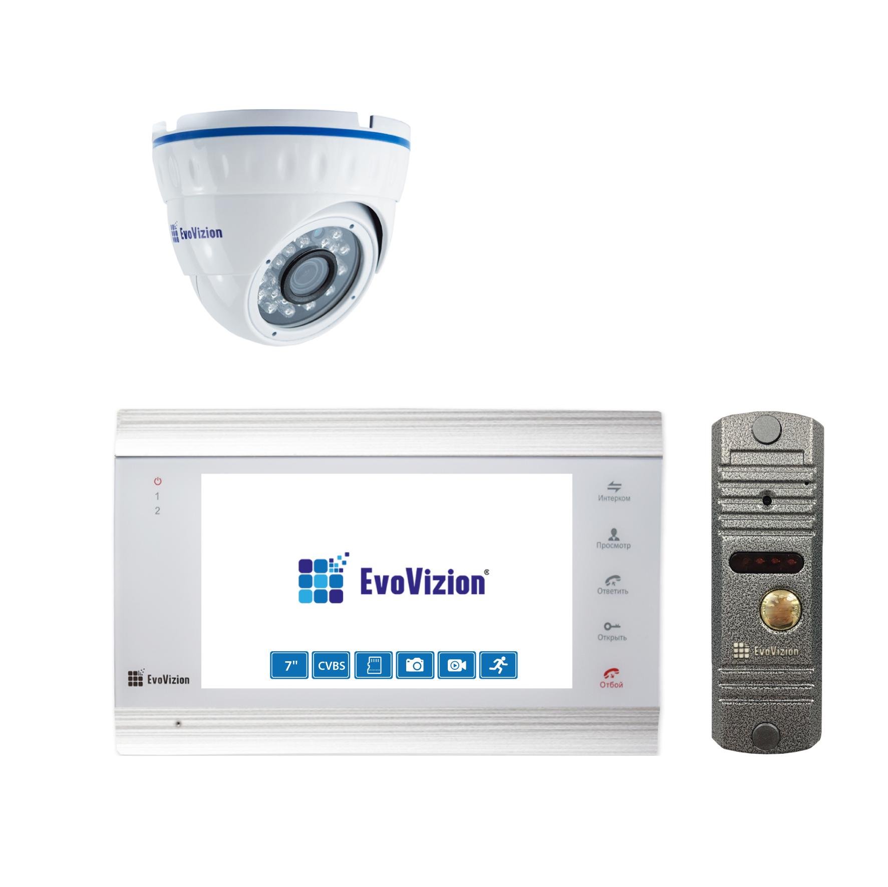 Комплект домофона EvoVizion VP-701 White та DP-03 Silver з камерою AHD-528-100