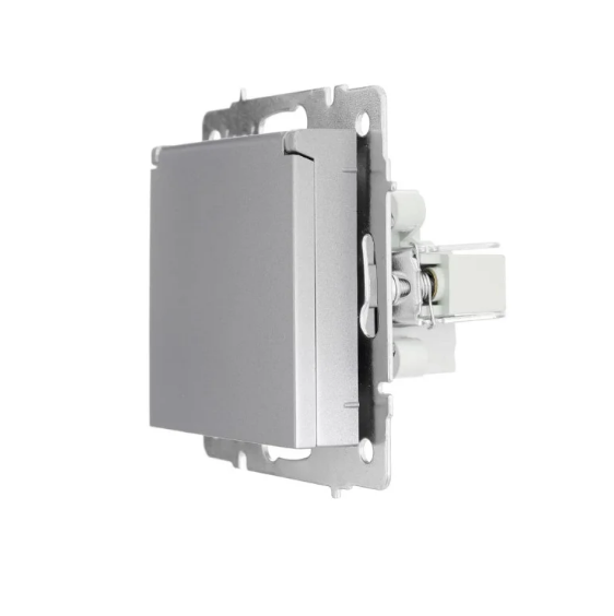 Розетка одинарна Lezard Vesna з заземленням з кришкою Сірий (26628224)