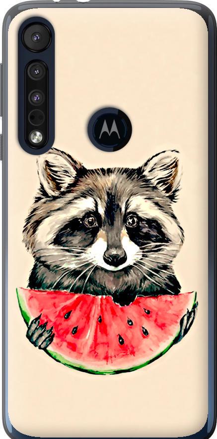 Чехол на Motorola One Macro Енотик с арбузом (4605u-1812-42517)