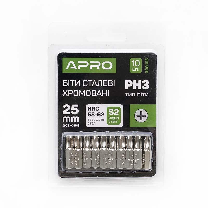 Біта Apro хромовані PH3х25 мм 10 шт./уп.