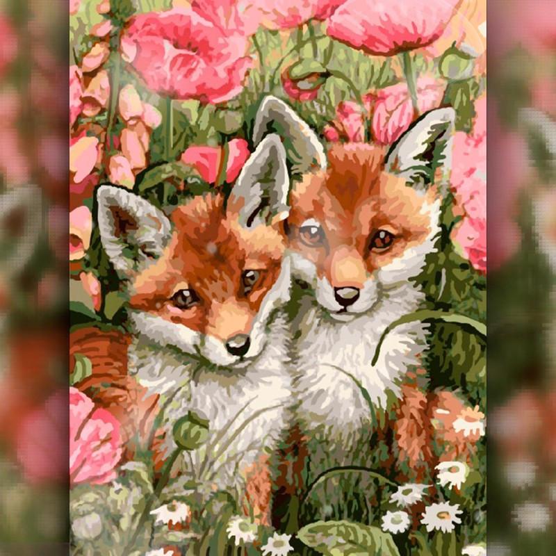 Алмазная вышивка The Wortex Diamonds Лисички 30x40 см TWD20022