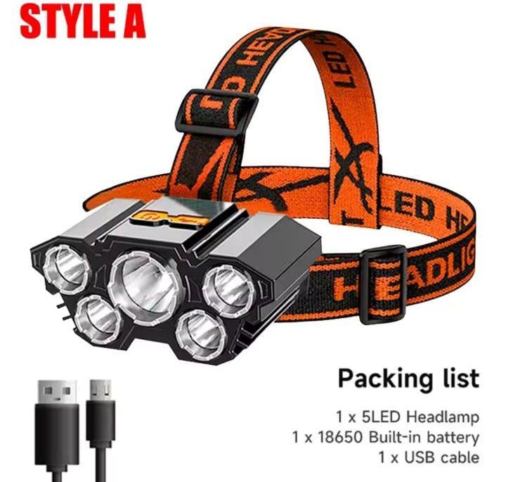 Ліхтар налобний 5 LED Помаранчевий (4027) - фото 2