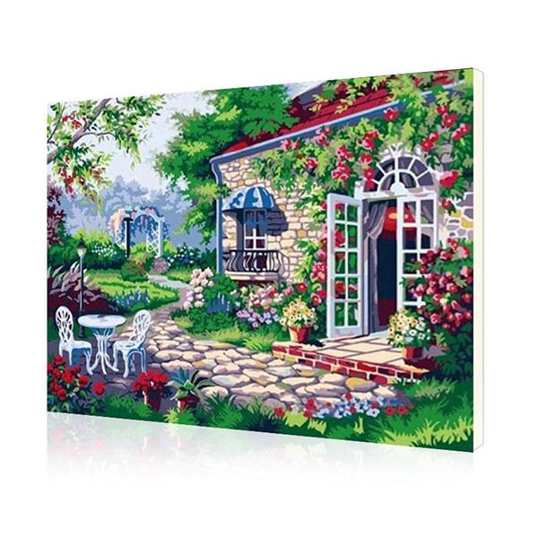 Картина по номерам Lesko DIY Дом в цветах 40x50 см (E111)