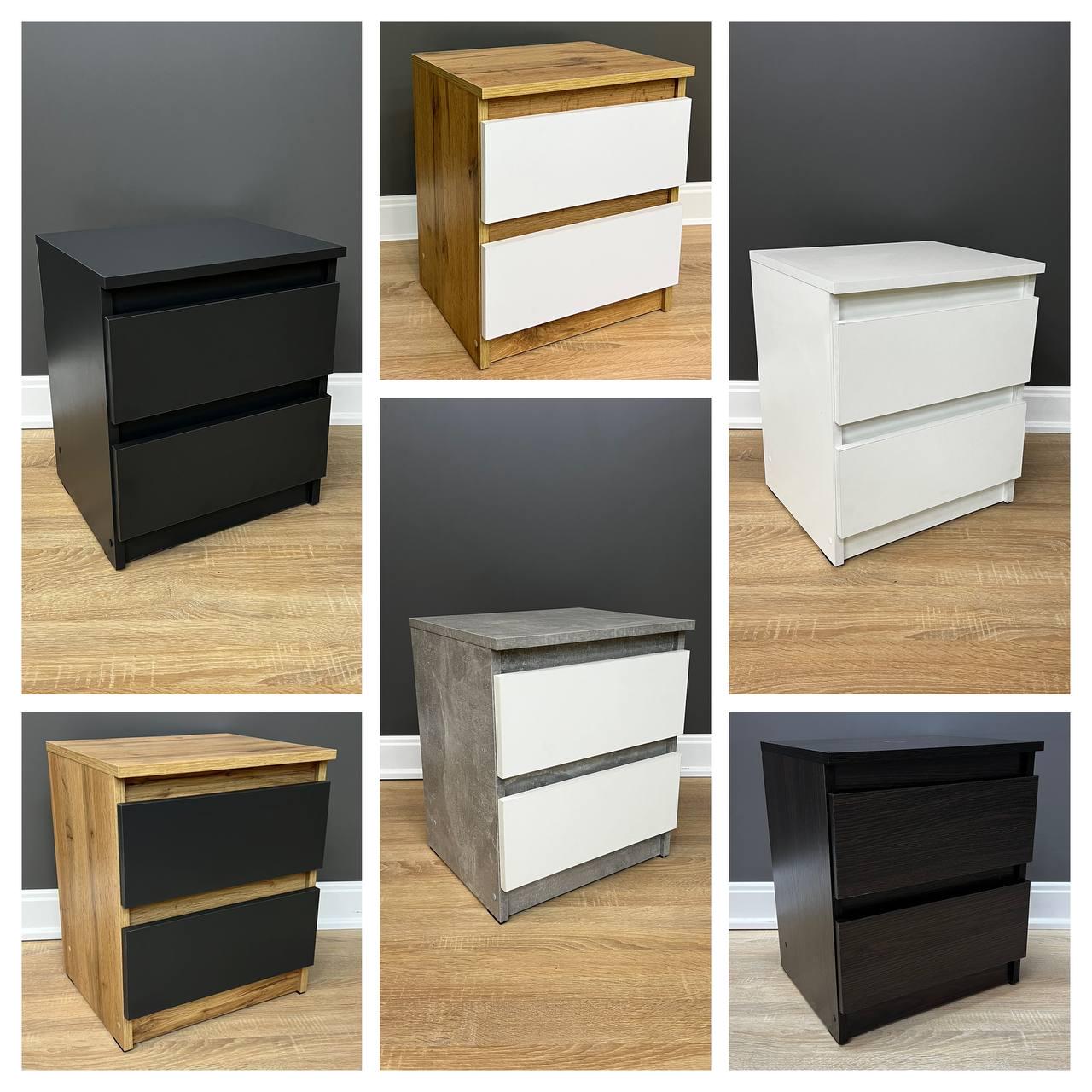 Приліжкова тумба Кватро 2 шухляди 400х480х340 мм Бетон/Білий - фото 7 Приліжкова тумба Кватро 2 шухляди 400х480х340 мм Бетон/Білий - фото 7