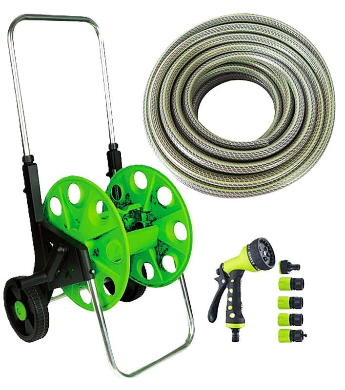 Катушка со шлангом MasterTool 1/2" 50 м с телескопической ручкой на колесах (92-8800) Катушка со шлангом MasterTool 1/2" 50 м с телескопической ручкой на колесах (92-8800)