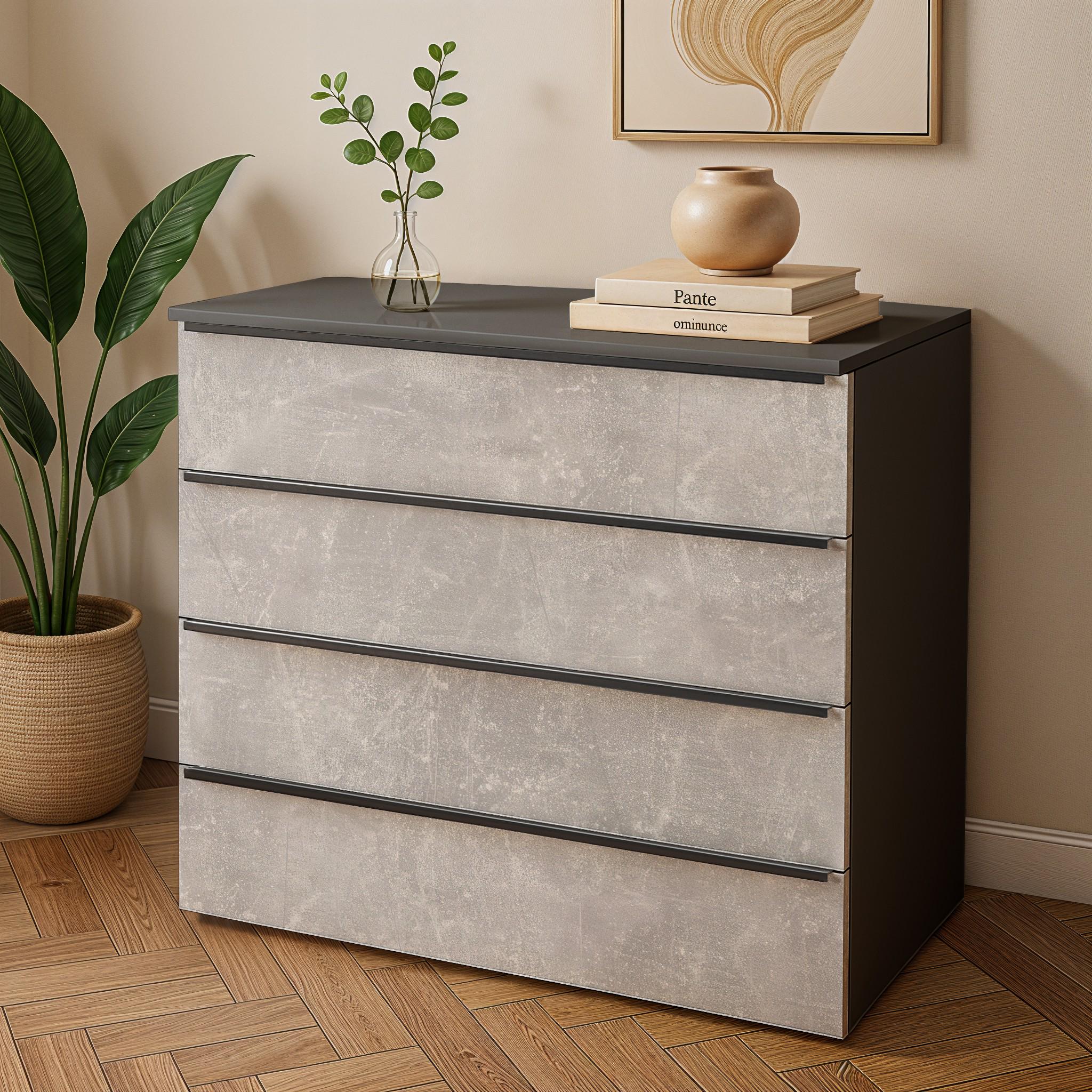 Комод на 4 шухляди FTX-4 1000х544х1014 мм Антрацит/Бетон - фото 1