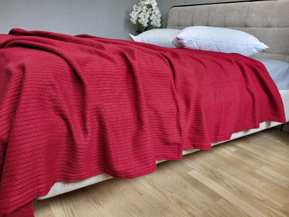 Покрывало Пике Косичка 140x220 см Вишневый джем (11222) - фото 3