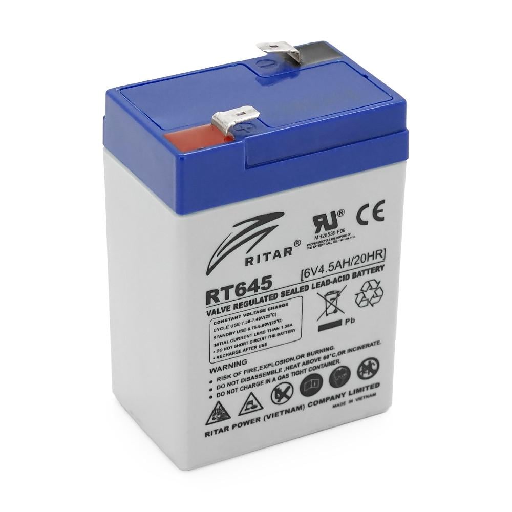 Батарея акумуляторна AGM RITAR RT645 Gray Case 6V 4.5Ah