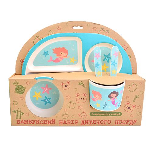 Набор детской бамбуковой посуды Stenson MH-2773-23 Русалки 5 пр. (542629)