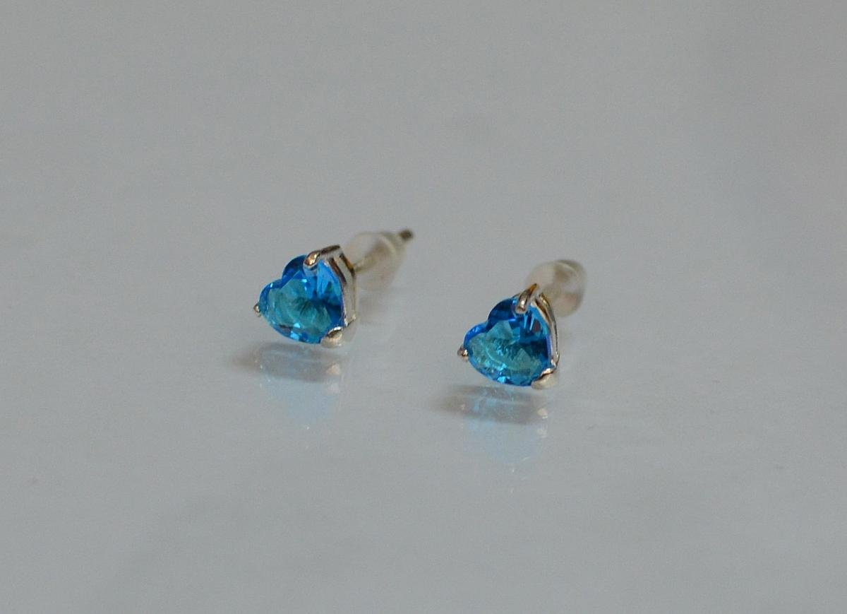 Срібні Пусети з силіконовою застібкою Вк-16 Блакитний