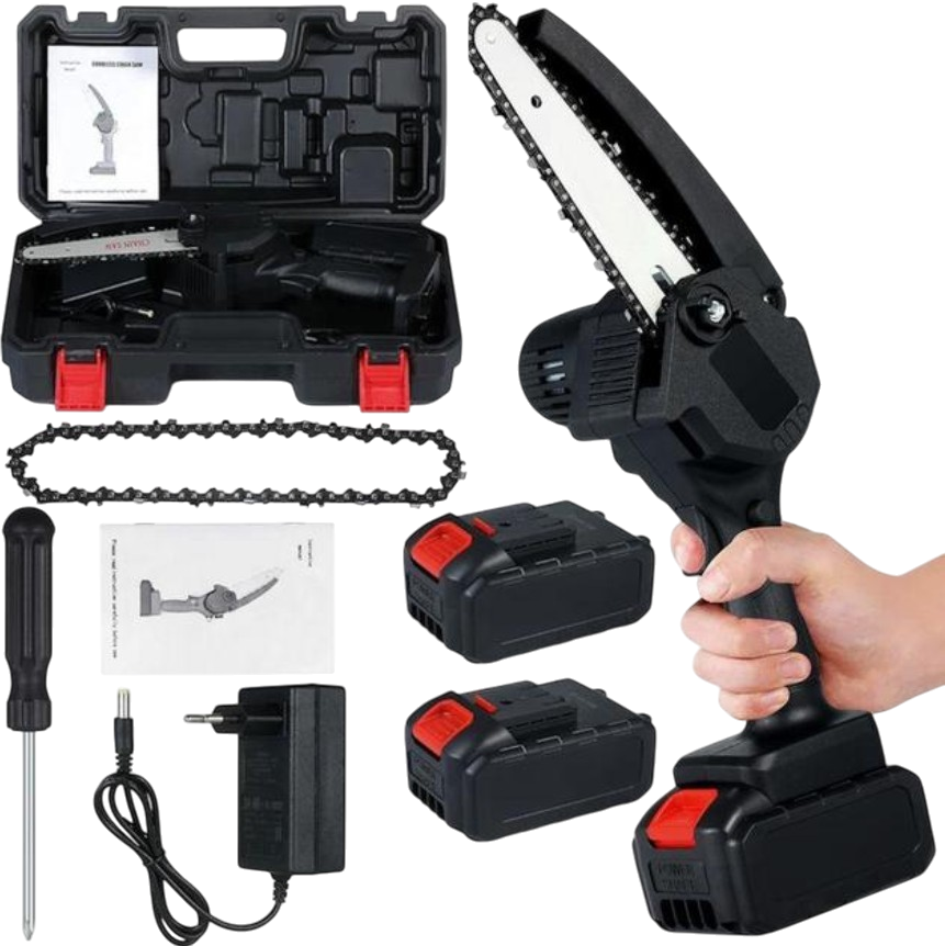 Электропила аккумуляторная цепная с 2 аккумуляторами 21 V Li-ion 4" Pluto (157) - фото 6