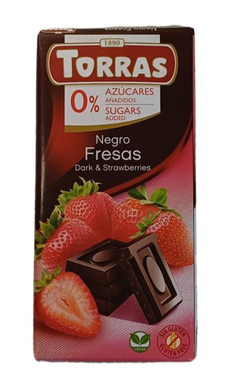 Шоколад черный Torras с клубникой без сахара/без глютена 75 г (58685)