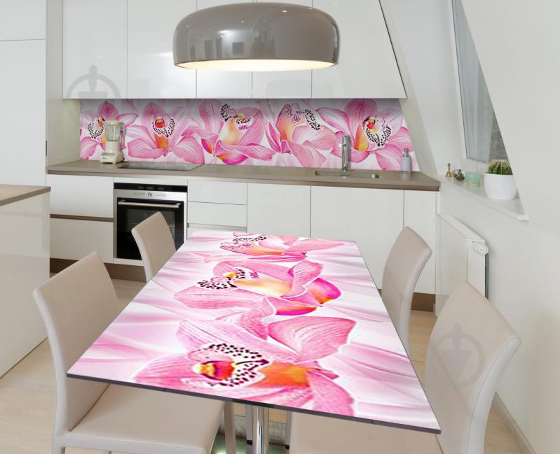 Наклейка 3Д виниловая на стол Zatarga «Томность орхидеи» 600х1200 мм для домов, квартир, столов, кофейн, кафе