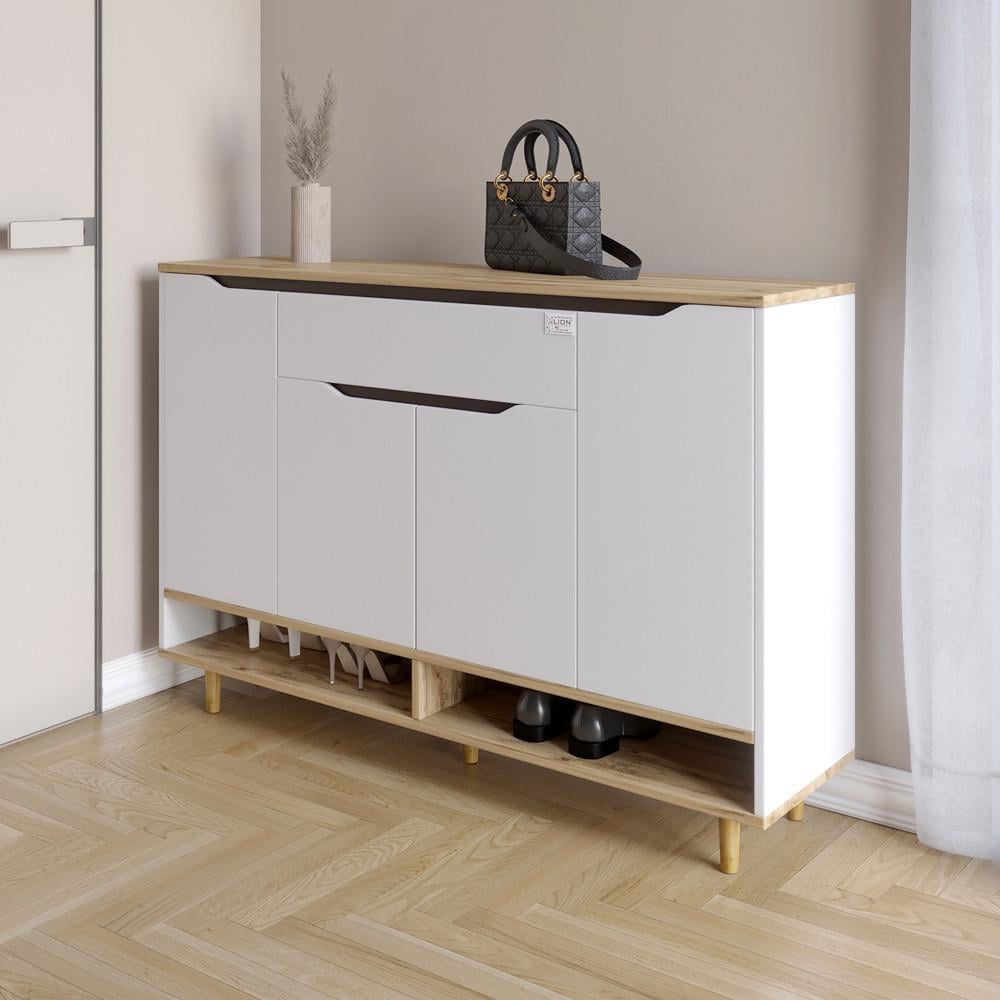 Комод в прихожую с полкой для обуви Lion Салливан Тумба-2 Нимфея альба/Дуб аппалачи (Lion-041007) Комод в прихожую с полкой для обуви Lion Салливан Тумба-2 Нимфея альба/Дуб аппалачи (Lion-041007)