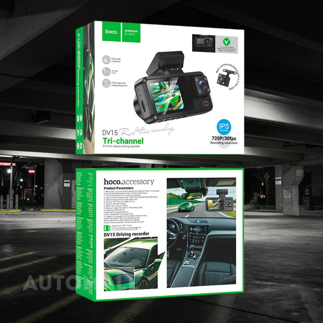 Видеорегистратор для автомобиля Hoco DV15 720P HD с тремя камерами Черный (29510798) - фото 7 Видеорегистратор для автомобиля Hoco DV15 720P HD с тремя камерами Черный (29510798) - фото 7