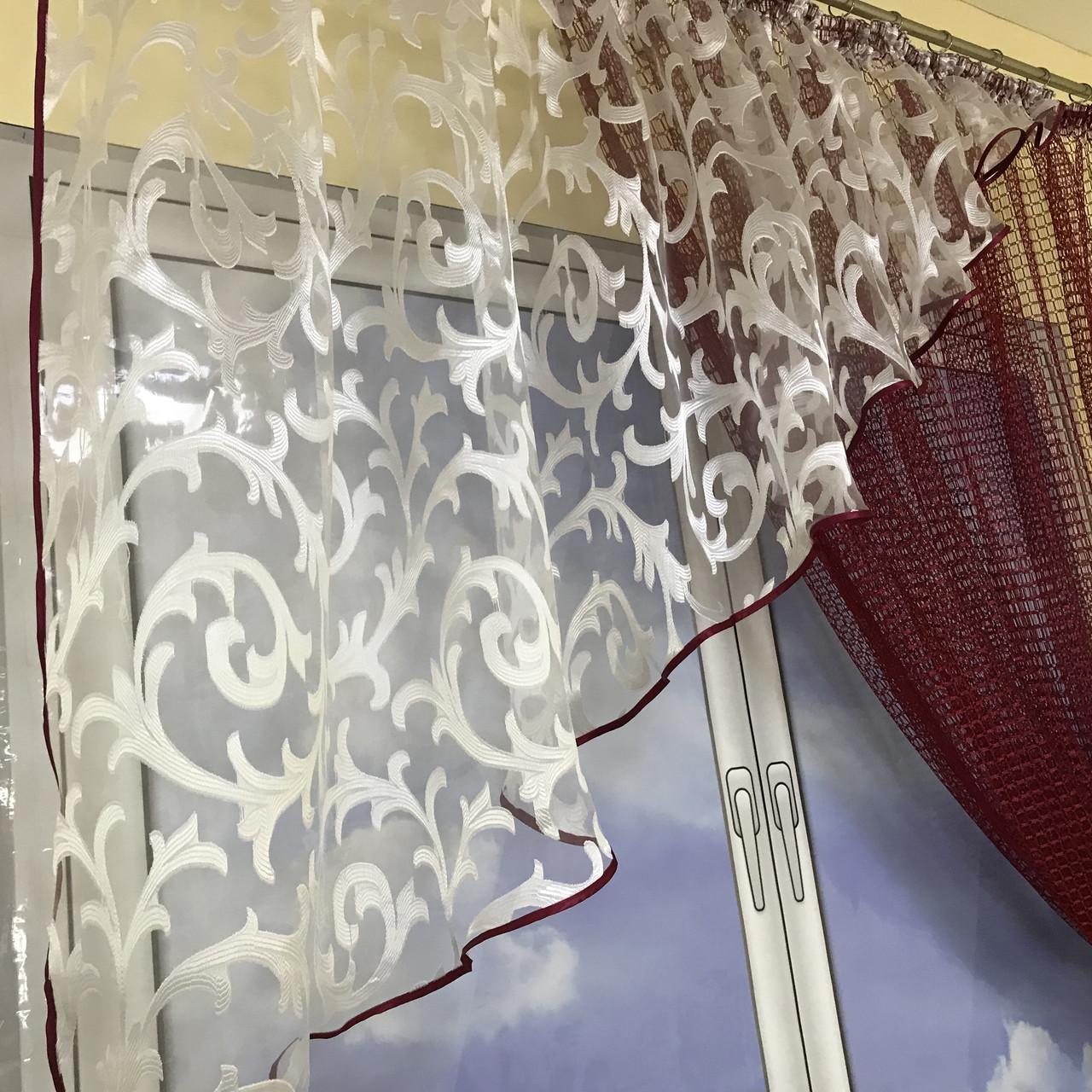 Фіранка коротка з сітки ALBO 400x180 см Бордовий - фото 2
