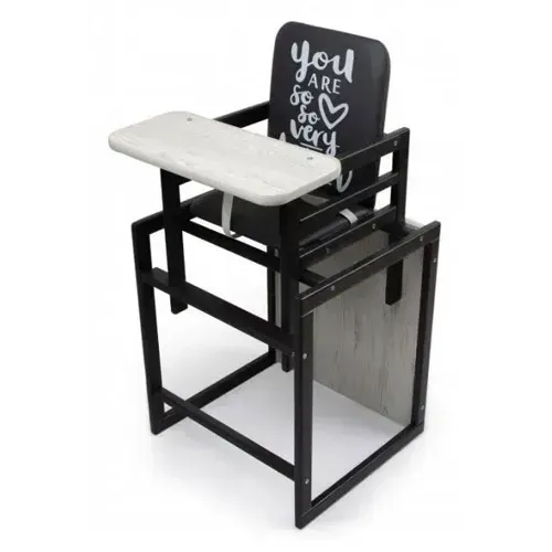 Стільчик-трансформер для годування OMMI Graphite з дерева 90 см Чорний (150-98-ST-291GAL)