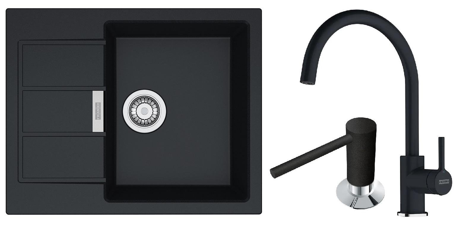 Комплект из кухонной мойки Franke Sirius 2.0 S2D 611-62 кухонного смесителя Franke Lina и дозатора моющих средств Franke Comfort (37108)