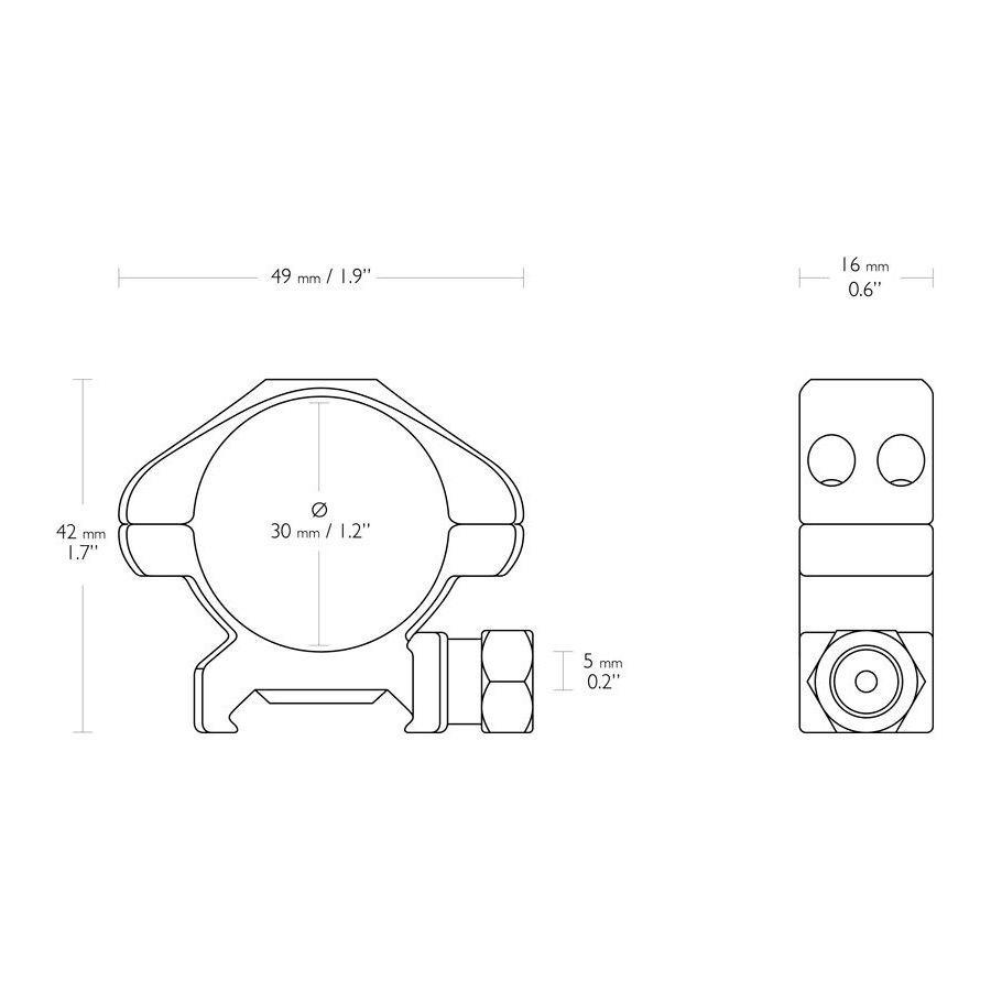 Кольца Hawke Precision Steel 30 мм Low на Weaver/Picatinny (23005) - фото 3