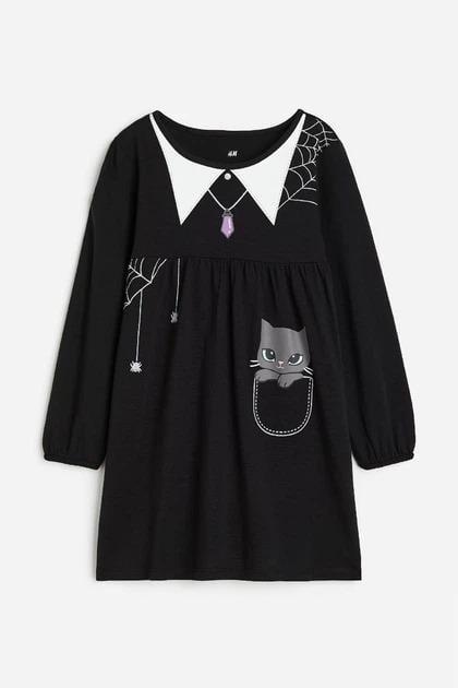 Платье H&M 1182002 Котик 122-128 см Черный