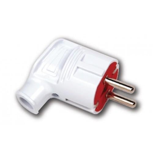 Вилка HOROZ ELECTRIC 300-000-704 кутова з заземленням Білий (27848783)