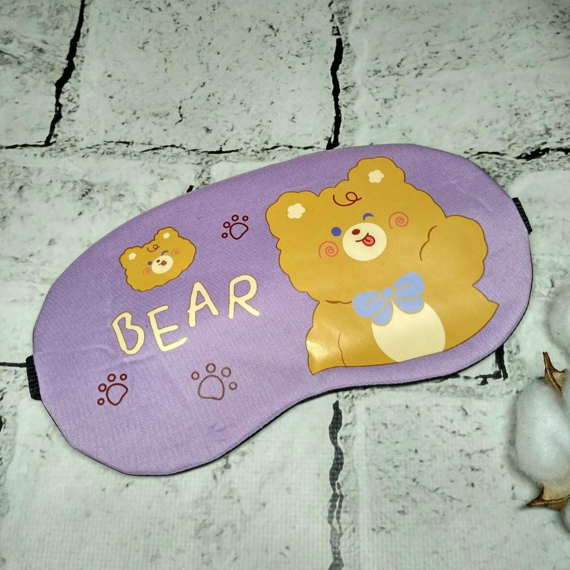 Маска для сна Мишка 19х9 см Сиреневый (20247-1) - фото 1