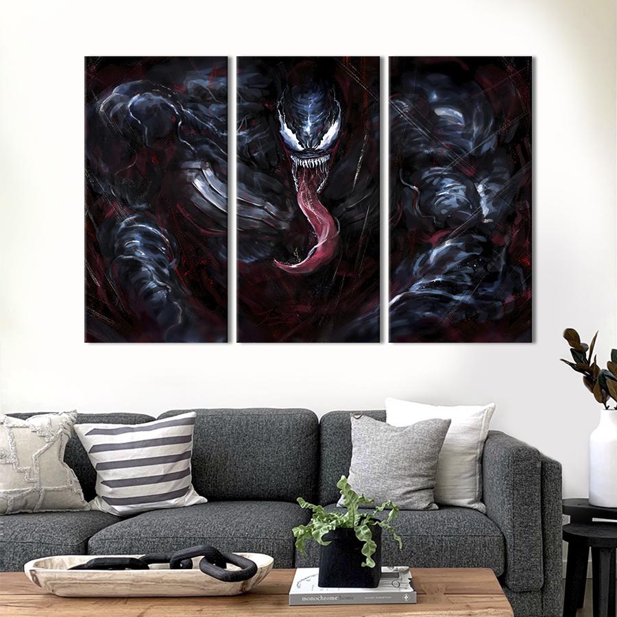 Модульная картина триптих Эдди Брок Веном Марвел 128x81 см (758-31)