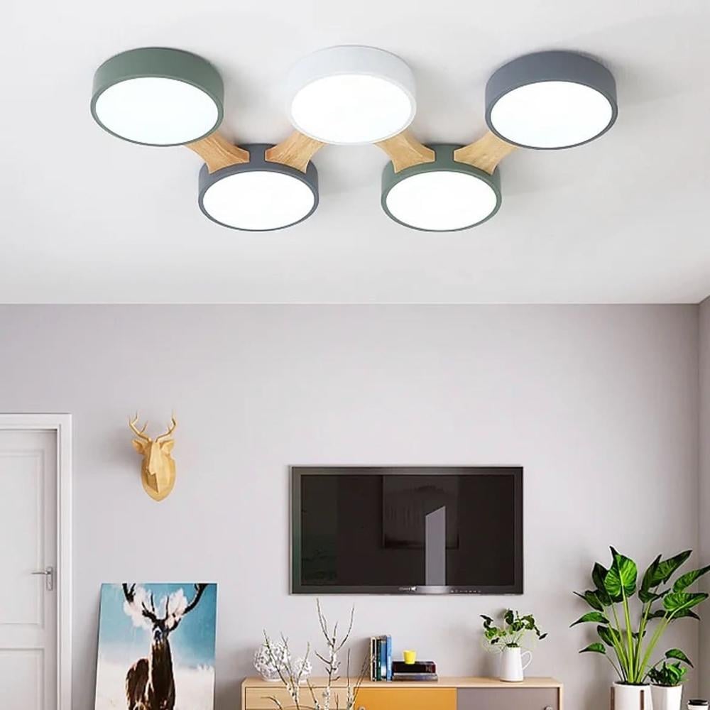 Потолочная люстра с деревянными рожками с LED элементами на 5 плафонов (AS126/5) - фото 1